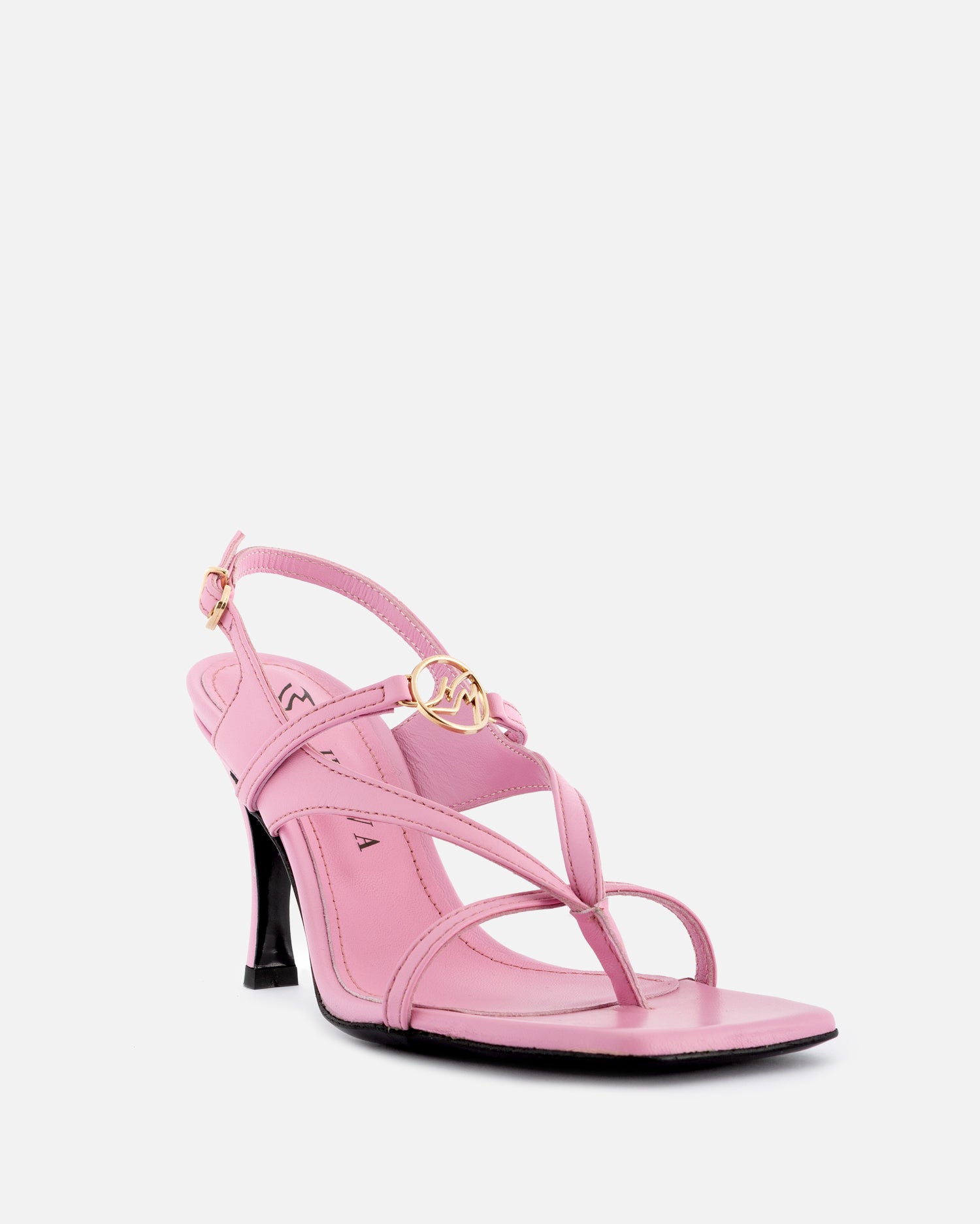 HAVVA Monogram sandal in baby pink leather