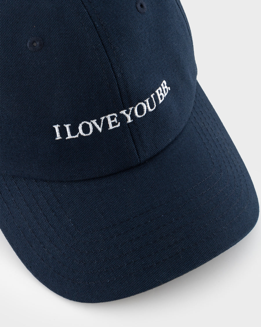 HAVVA BB cap in navy with white embroidered slogan